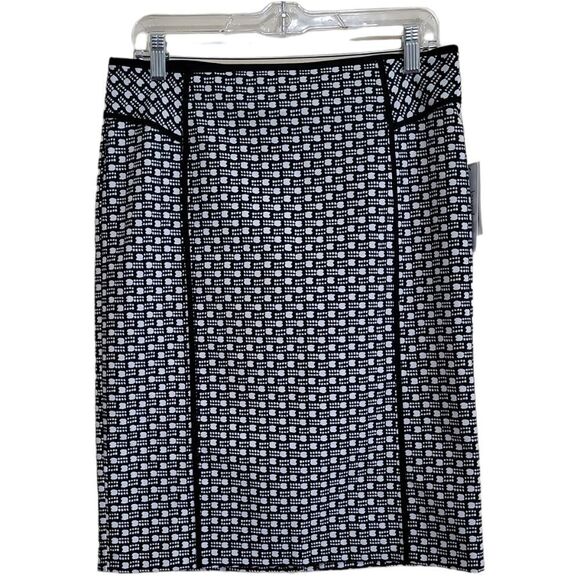 Laundry By Shelli Segal Black and White Midi Skirt Sz 8 NWT - Picture 1 of 8